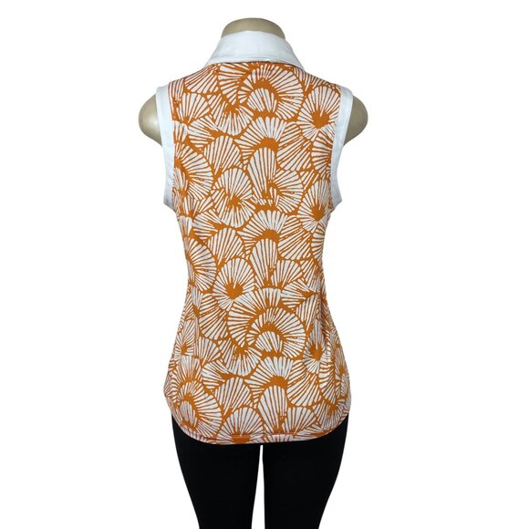 Tommy Bahama Golf Womens Sleeveless Polo Shirt Orange & White Shell Size L- New - Picture 3 of 8